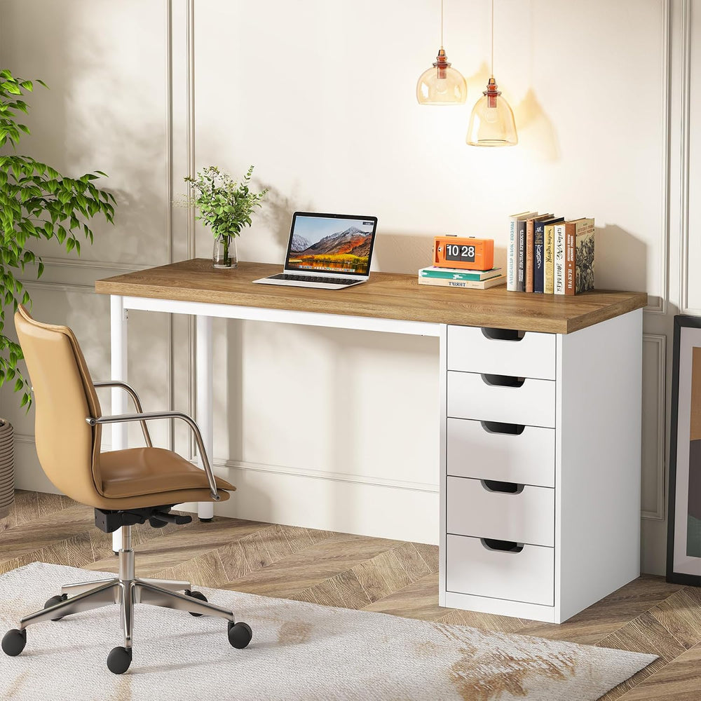 Tribesigns 47 inches Vanity Desk with 5 Drawers, Modern Makeup Desk with Muli...