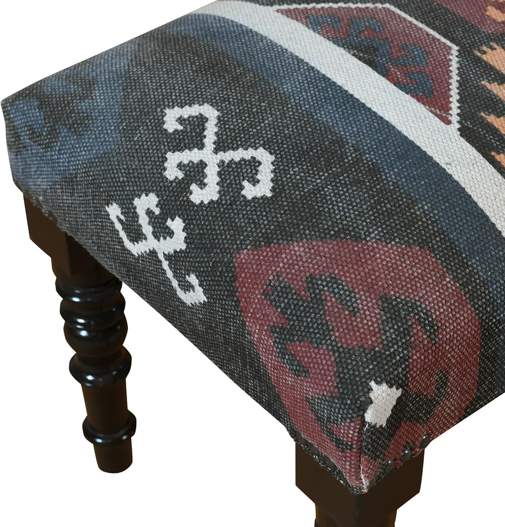LR Home Upholstered Bench for Bedroom End of Bed |Southwestern Vintage Ottoma...