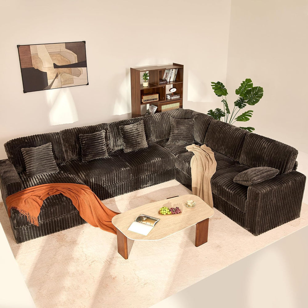 GOSUHI 139" U-Shaped Cloud Couch, Modular Sectional, Deep Seats, Grey | ...