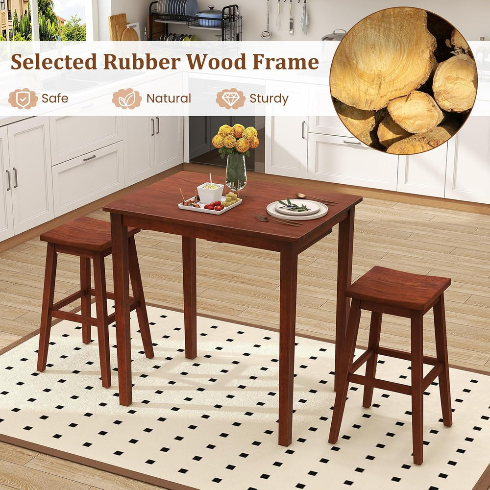 Giantex Bar Table and Chairs Set - 3-Piece Counter Height Dining Table Set wi...