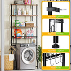 Over-The-Toilet Storage Shelf,4-Tier Bathroom Organizer Cabinet Rack And Storage Over Toilet With Shelf Waterproof Feet Pad And Basket,Multifunctional Space Saver Freestanding Bathroom Shelves（Brown）