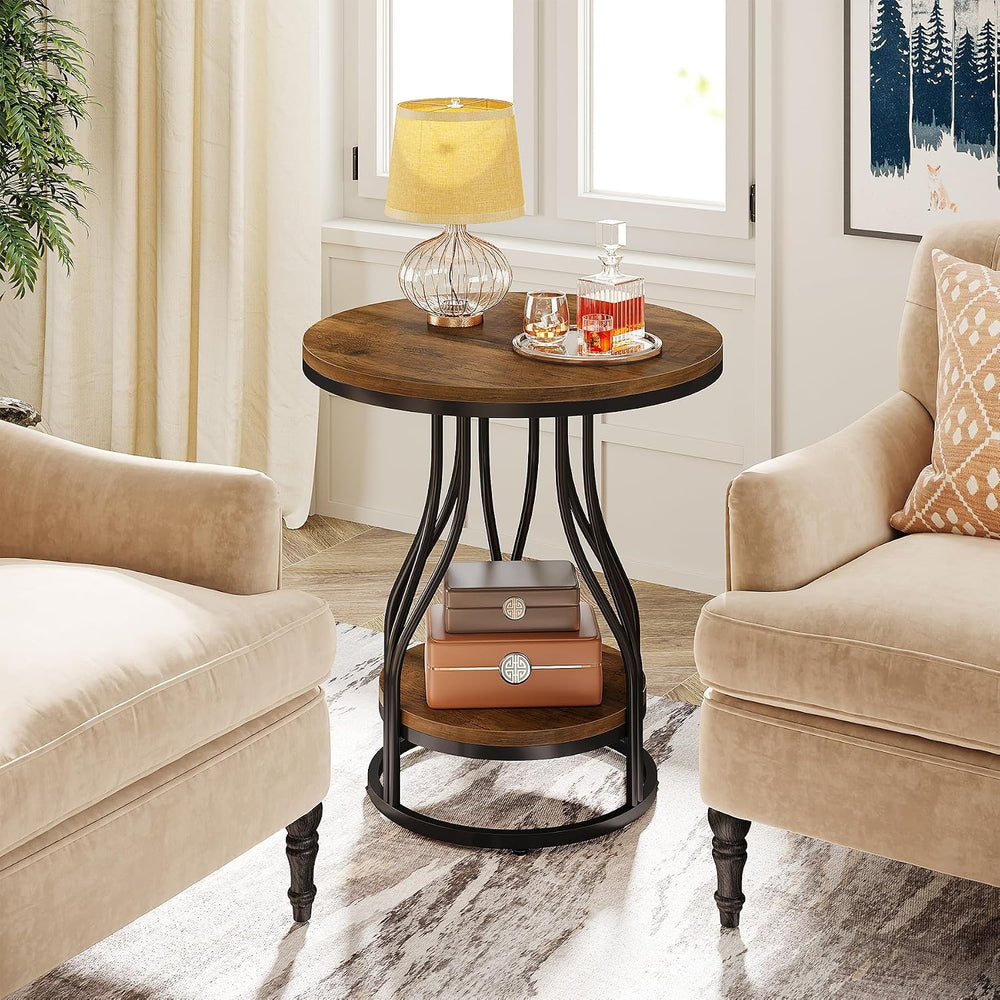Tribesigns Round Side End Table 2-Tier End Tables Modern Bedside Table Small ...