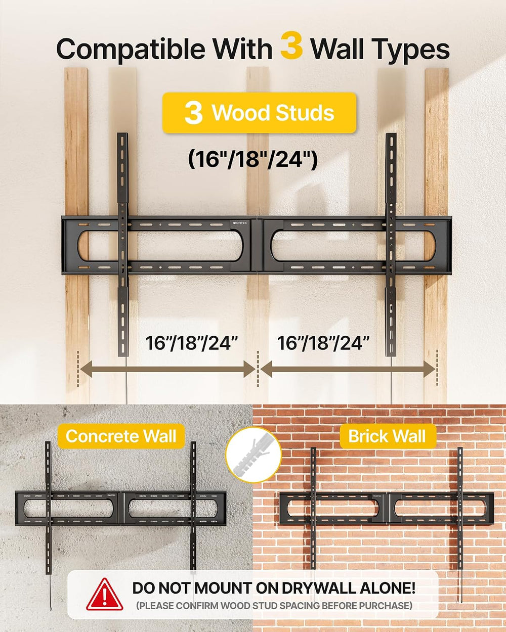 monTEK Heavy Duty Tilting TV Wall Mount for 37-100 110 115 140" TVs, 300...