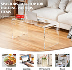 Premium Need Assembly 32" Acrylic Coffee Table,Clear Lucite Coffee Table for Living Room,Rectangle Plexiglass Center Waterfall Table,Supports 180 LBS,32"x16"x16",0.6" Thick Fit for 2 Seat Sofa