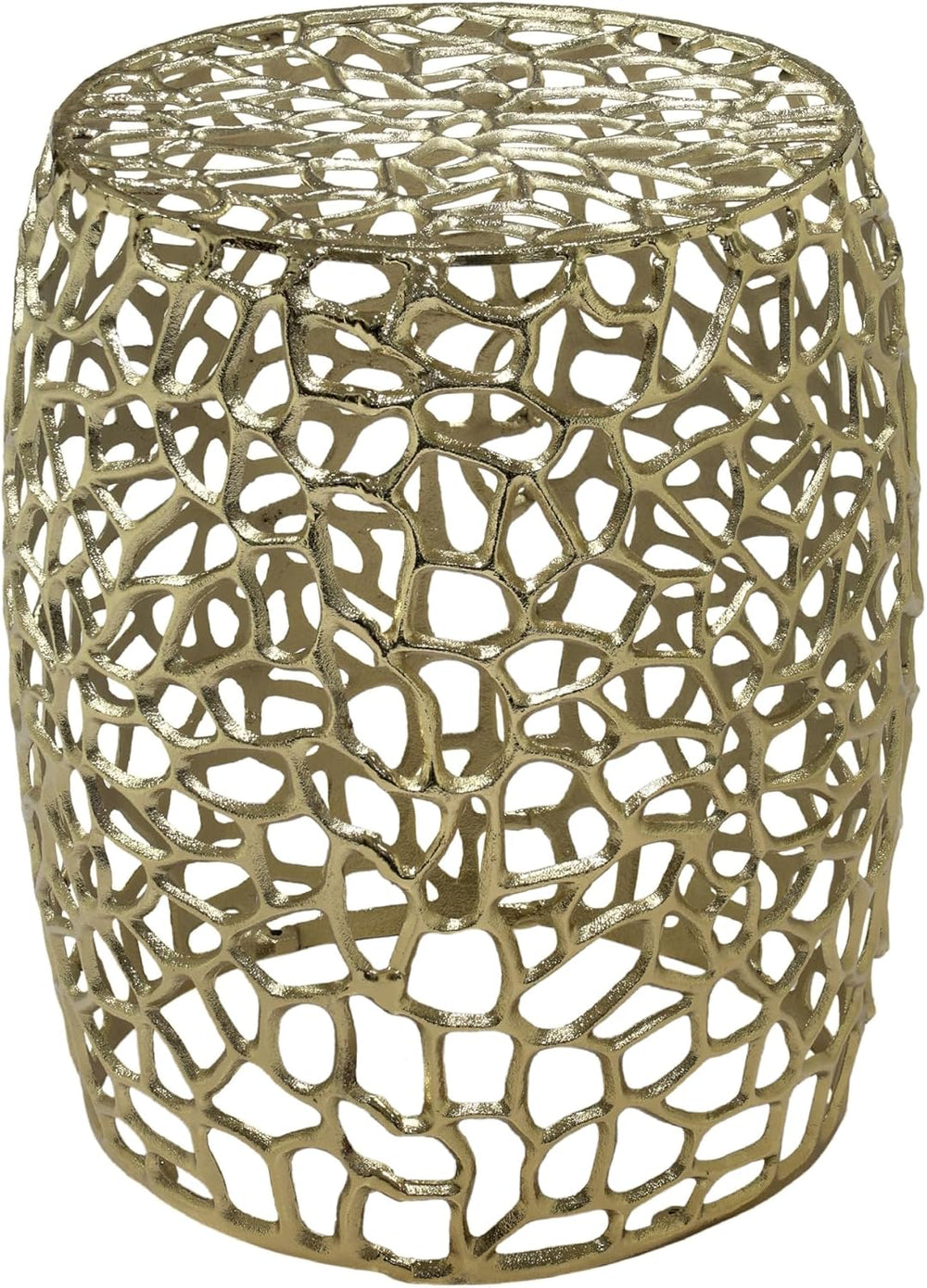 GDFStudio 20.5" H Drum-Shaped End Table Aluminium Round Side Table Small...