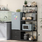 Mini Fridge Stand with Storage, Refrigerator Cabinet with Power Outlet - Multifunctional Microwave Stand, Coffee Bar Station for Dorm, Office and Kitchen, Black