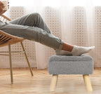 OGEMXU Storage Ottoman, Small Storage Ottoman Foot Stool with Wood Legs, Teddy Velvet Rectangular Foot Rest for Chair, Soft Sponge White Footstool for Living Room, Couch, Bedroom, Dorm (Grizzly)