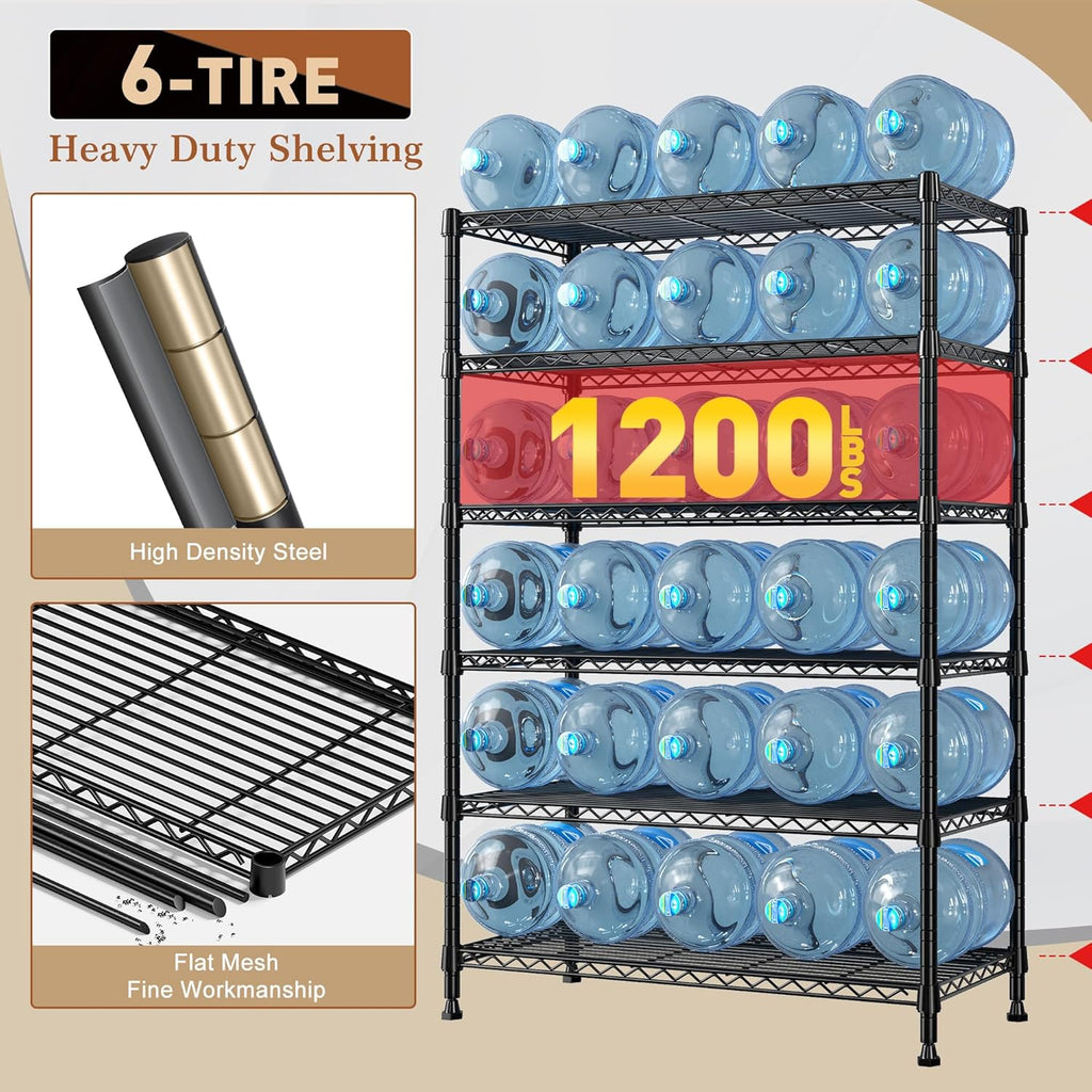 REIBII 71" H Metal Shelves 6 Tier Storage Shelves 1200LBS Adjustable Shelving Units and Wire Shelving Unit Storage Rack Shelf Metal Shelving, 71" H x 29" W x 14" D
