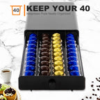 Coffee Pod Drawer Compatible with Nespresso Original Line, Coffee Pod Holder for counter, 40 Capsules Capacity, Black