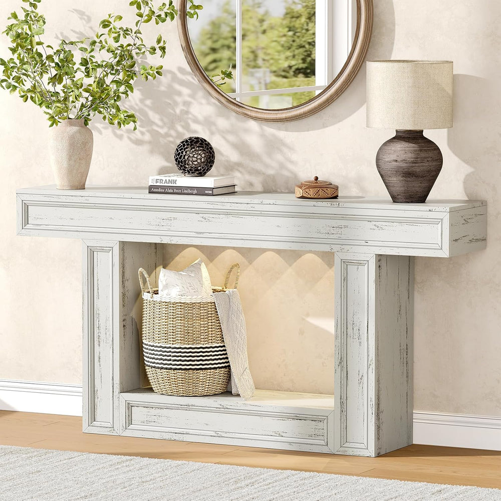 Rresyet 63" 2-Tier Entryway Console Table Behind Sofa with Sensor Lights...