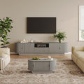 Fluted TV Stand and Coffee Table Set of 2, 86.6'' TV Console for 55-85 Inch, Modern Entertainment Center with Large Storage Cabinet, Lift Top Coffee Table for Living Room, Bedroom, Grey