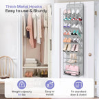 MISSLO Clear Over the Door Shoe Organizer Large Deep Pockets Hanging Shoe Rack for Closet Fit 20 Pairs Shoe Holder for Sneakers Boots Storage，Grey