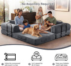 79" Convertible Sofa Bed, Boneless Sleeper Futon Couch for Living Room | 5-in-1 Sleeper Sofa, Boneless Pull Out Couches with Soft Corduroy, No Assembly Required, Apartment Friendly, Dark Grey