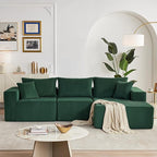 108” Modular Sectional Sofa, Cloud Sectional Couch with Deep Seat, Modern Modular L-Shape Sofa with Chaise,Upholstered Boneless Couches for Living Room Bedroom (Corduroy, Green)