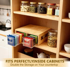 Tea Bag Organizer, Bamboo and Acrylic Drawer Tea Bag Holder Wood Teas Bags Storage for Drawers with 2 Roomy Compartments for Kitchen Living Room