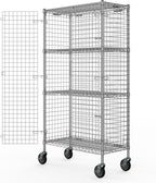 18" W x 36" L x 69" H Heavy Duty Utility Commercial Grade Metal Storage NSF Unit | Chrome Mobile Security Wire Cage Kit