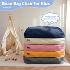 MAXYOYO Bean Bag Chair Bed for Kids, Convertible Bean Bag Floor Sofa Couch | Folds from Lazy Chair to Floor Bed, Machine Washable Corded Fabric, Stuffed Floor Sofa Couch for Boys and Girls, Navy