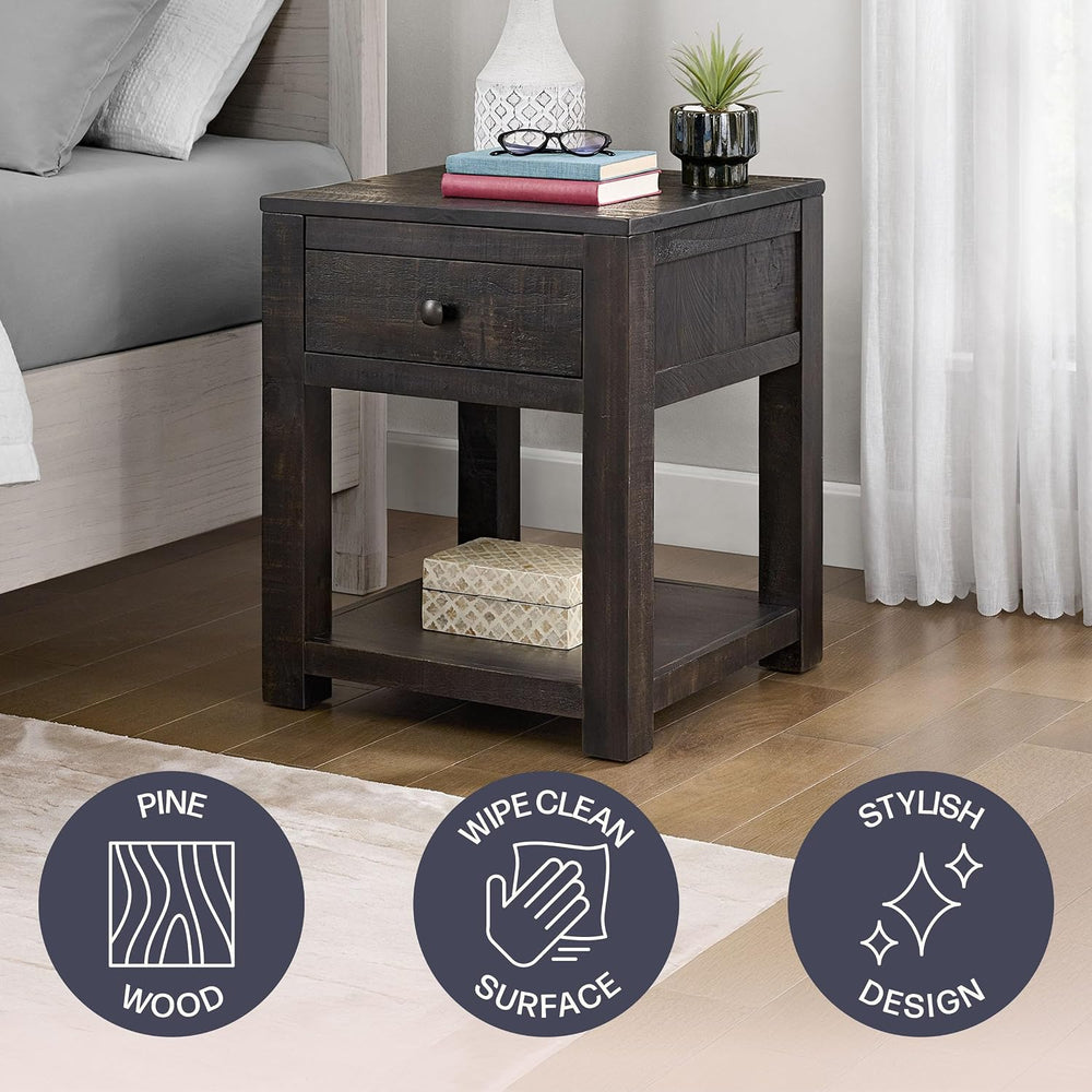 Alaterre Furniture Durham Bedroom Nightstand - 20in Small Side Table Set with...