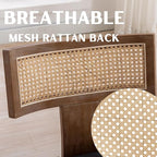 Rattan Dining Chairs Set of 4, Modern Fabric Upholstered Kitchen Chairs, Wooden Dining Room Chair Farmhouse Dinner Chair, Charcoal