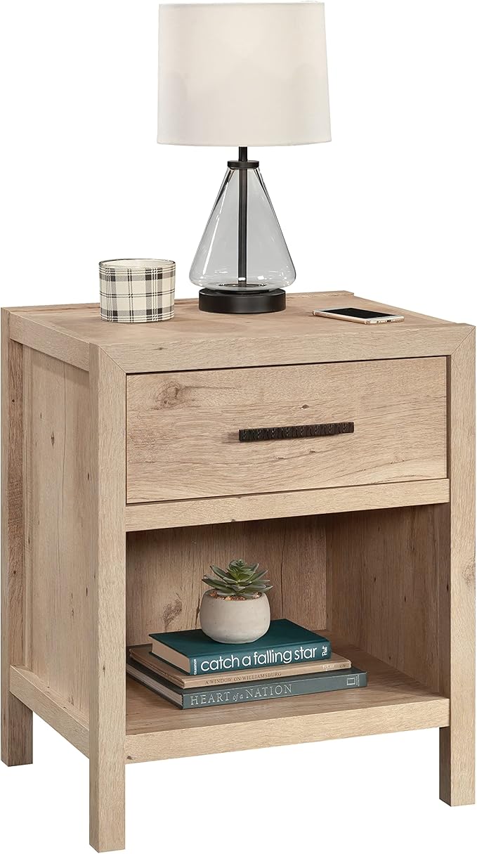 Sauder Pacific View Bedroom Night Stand, Spacious Storage, 1 Drawer Nightstan...
