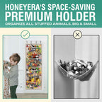 Honeyera The Original Stuffed Animal Storage (Patented) - Over Door Organizer for Stuffies, Baby Ideas Holder, Toy Plush Hammock Hanging Net Big Girls Toddler Large Bag Animals Stuffy Behind
