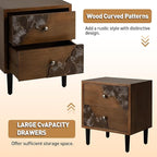 COSIEST Modern Nightstand with 2 Storage Drawers, Mid Century End Table, Accent Side Table, Vintage Wood Luxury Night Stand for Bedroom, Living Room, Walnut