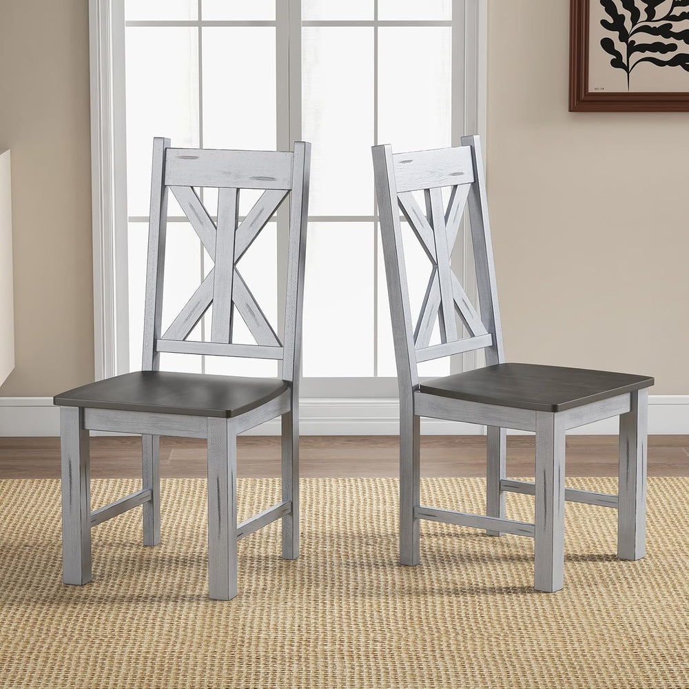 Giantex Retro Wooden Dining Chairs Set of 4, Farmhouse Kitchen Chairs w/Rubbe...