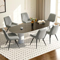 Modern Dining Chairs Set of 6,Upholstered Dining Room Chairs with Thick Cushions,Fabric Comfy Dining Chairs with Metal Legs for Dining Room Grey