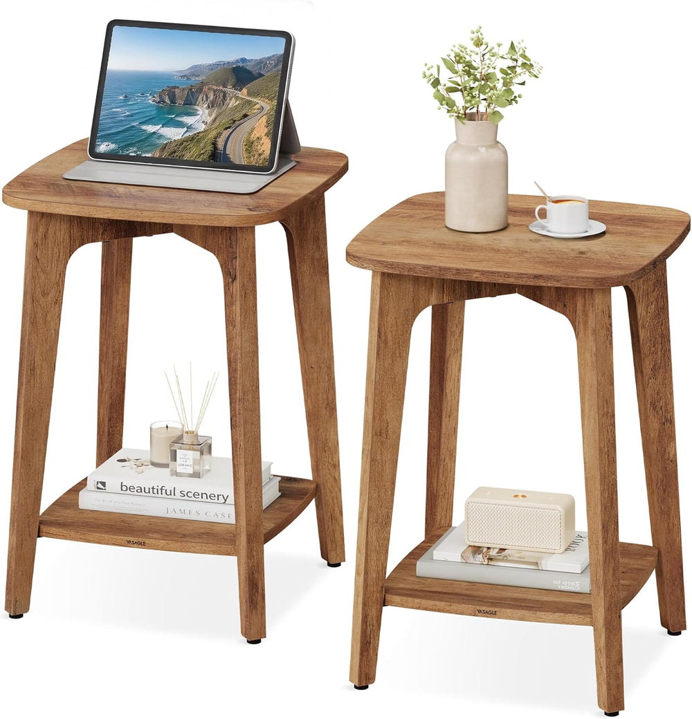 VASAGLE MAEZO Collection - Side Tables, Set of 2, 2-Tier Small Square End Tab...
