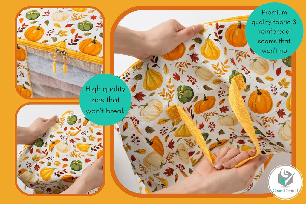 Canvas Storage Bags 2 Pack (Pumpkin Bright Yellow Bag 2 Pack)