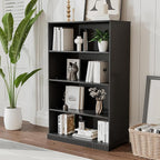 49" Wooden Book Shelf, 2 Shelf Bookcase, Modern Bookshelf with Adjustable Shelf for Home Office, Study Room, Black