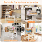 Large Rolling Laundry Basket Cart,Wire Laundry Hamper Cart with Handle and Wheels,White High Laundry Hamper for Laundry Room,Bedroom and Bathroom-120L White (29.5" L*19.7" W*27.95" H inch)