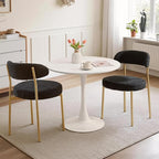 SoarFlash Kitchen Table and Chairs for 2, 31.5" Dining Table Set for 2 with Boucle Upholstered Chairs, 3 Piece Round Kitchen Table Set, Dining Room Table Set for Small Space, Apartment, Black/White