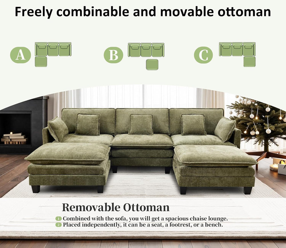 Opiesit Ottoman for Sectional Cloud Couch, Chenille Ottoman for Deep Seat Mod...