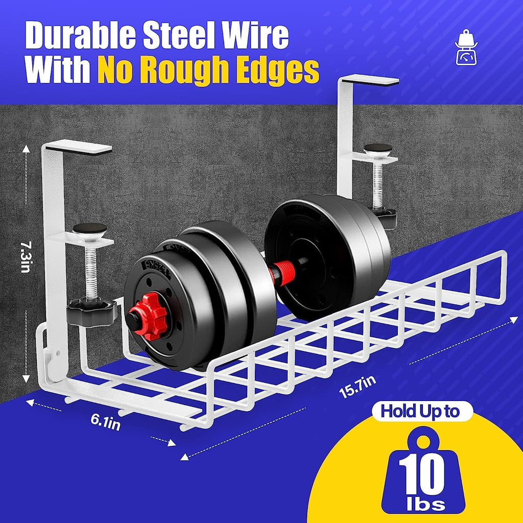 Under Desk Cable Management Tray 2 Pack, Xpatee Upgraded Wire Management No Drill No Screws, Cable Tray with Clamp for Wire Organizers, Computer Cord Rack for Office, Home - No Damage to Desk White
