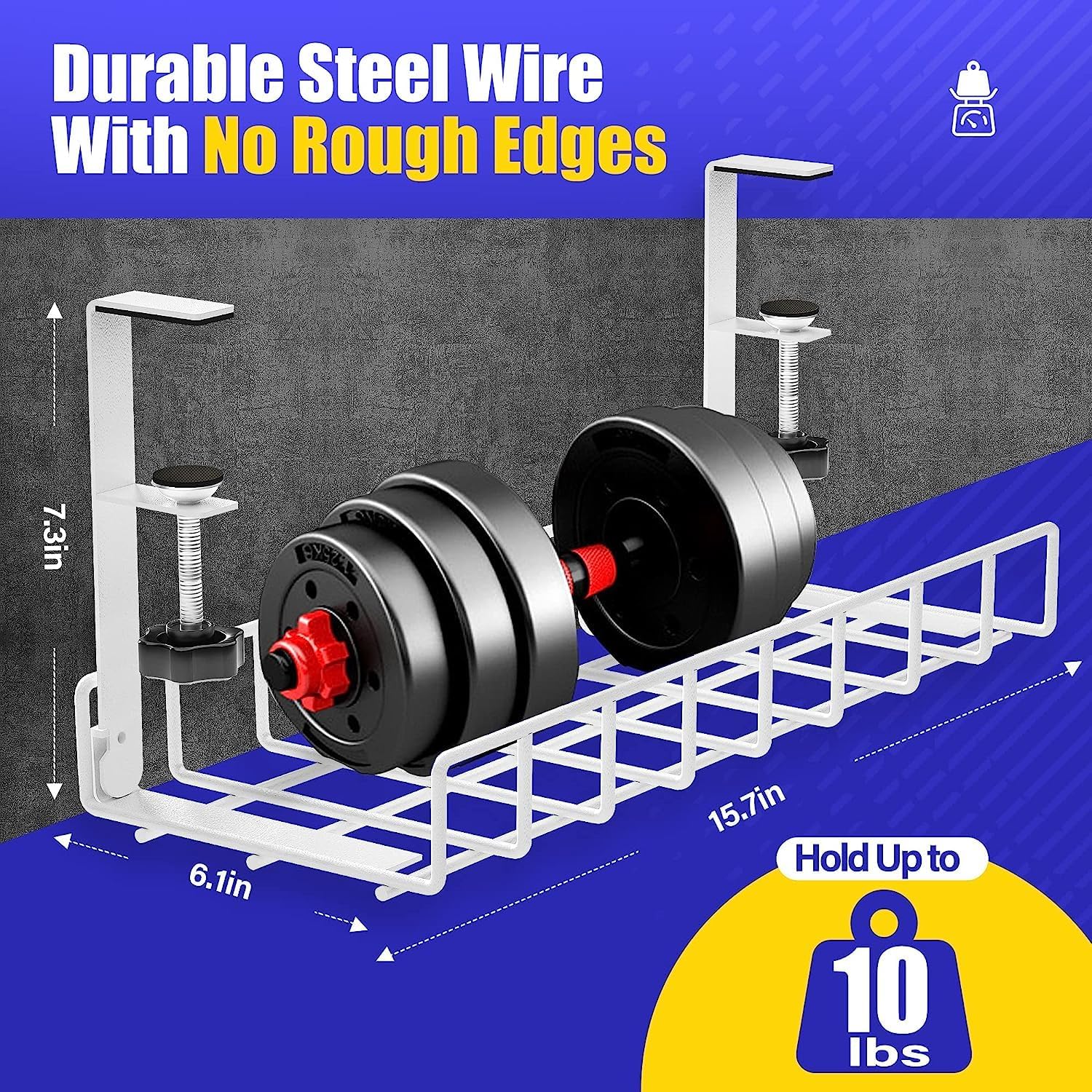 Under Desk Cable Management Tray 2 Pack, Xpatee Upgraded Wire Management No Drill No Screws, Cable Tray with Clamp for Wire Organizers, Computer Cord Rack for Office, Home - No Damage to Desk White