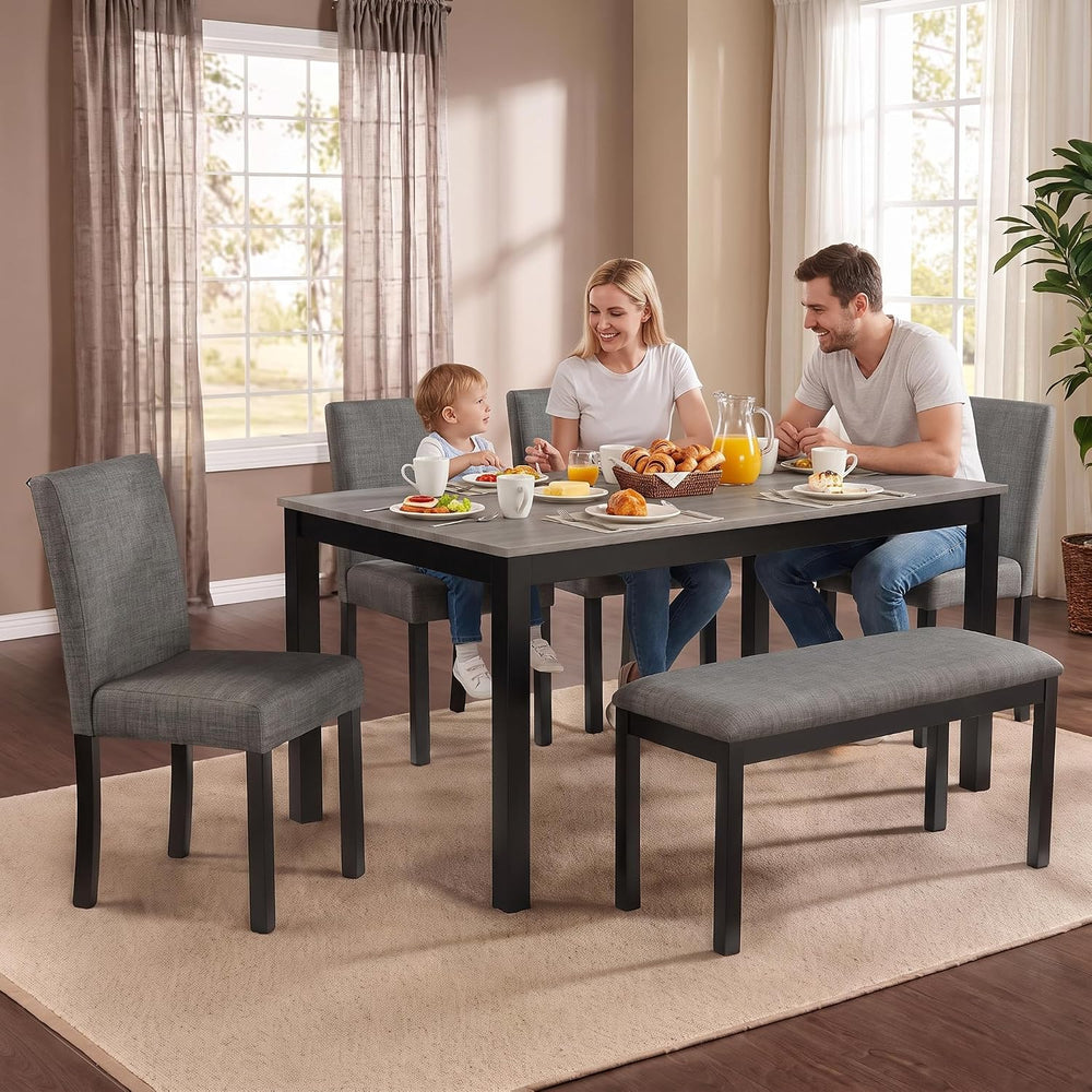 NicBex 6 Piece Farmhouse Dining Table Set, Wooden Dinner Table Set for 6, 58....