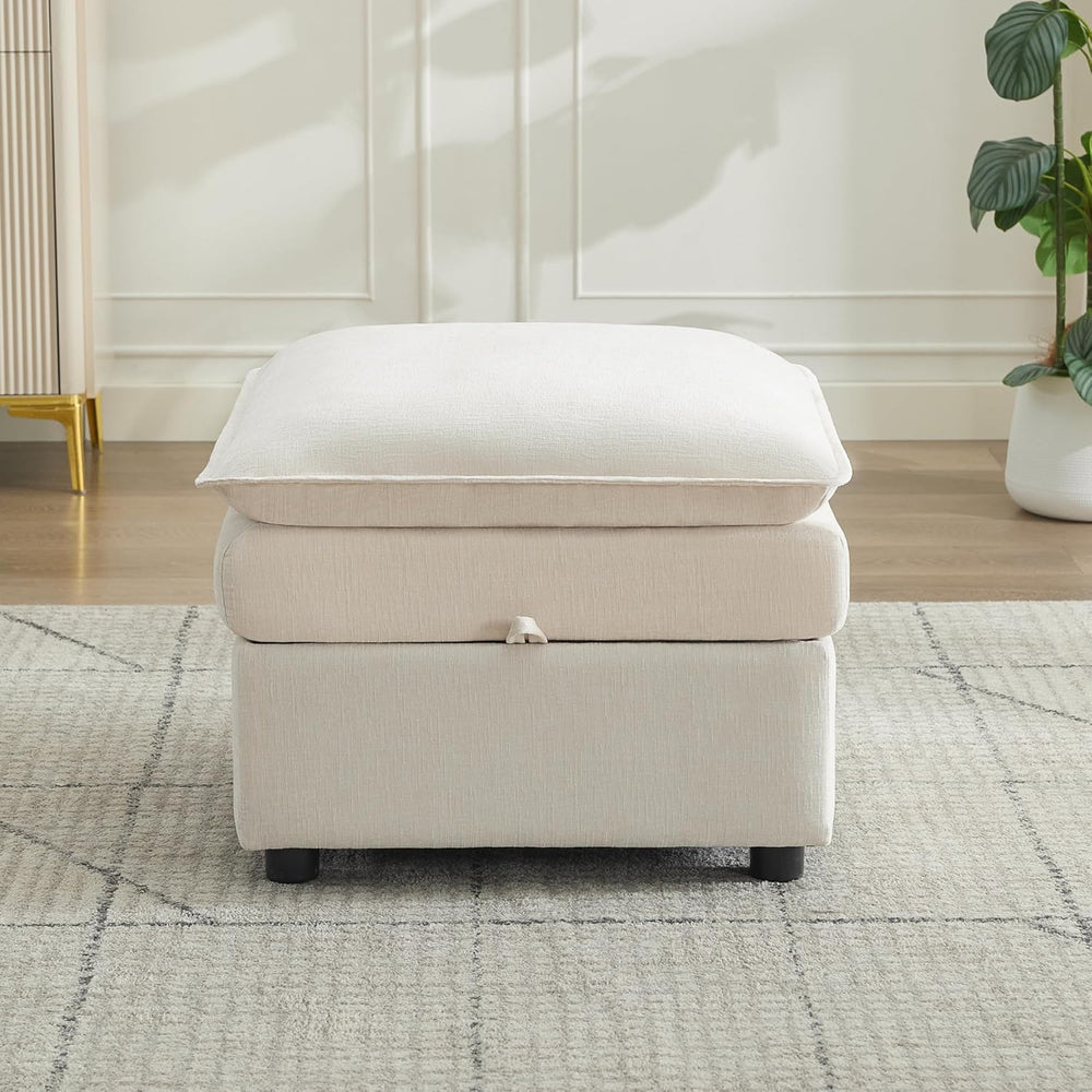 27" Large Square Ottoman with Storage, Modern Upholstered Footrest with ...
