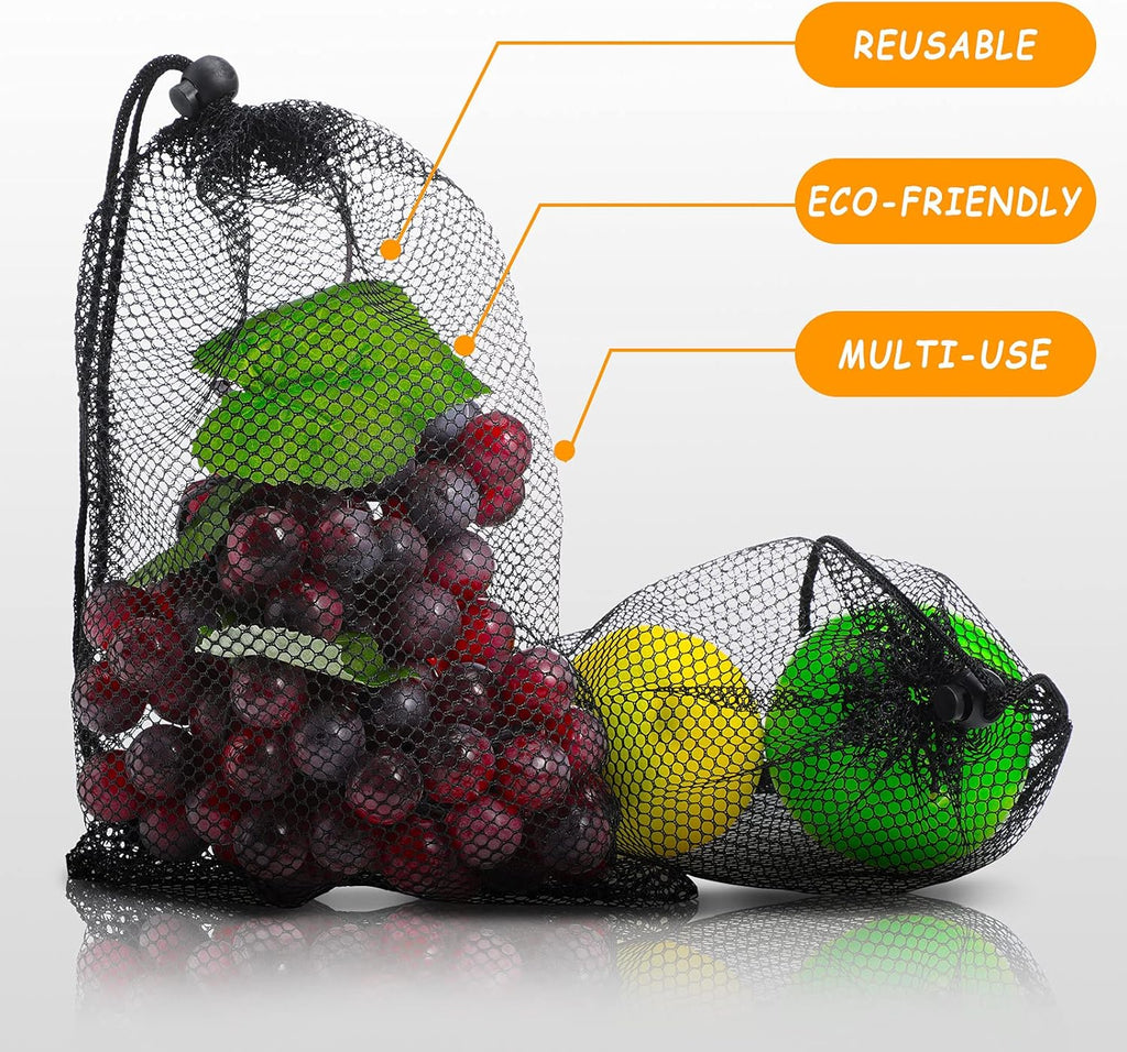 TecUnite 10 Pcs Mesh Bags Drawstring Laundry Bags Large Nylon Mesh Gift Dishwasher Bag with Sliding Drawstring for Kitchen Jewelry Gifts Wedding Favor Home(11.8 x 7.5 Inch,Black)