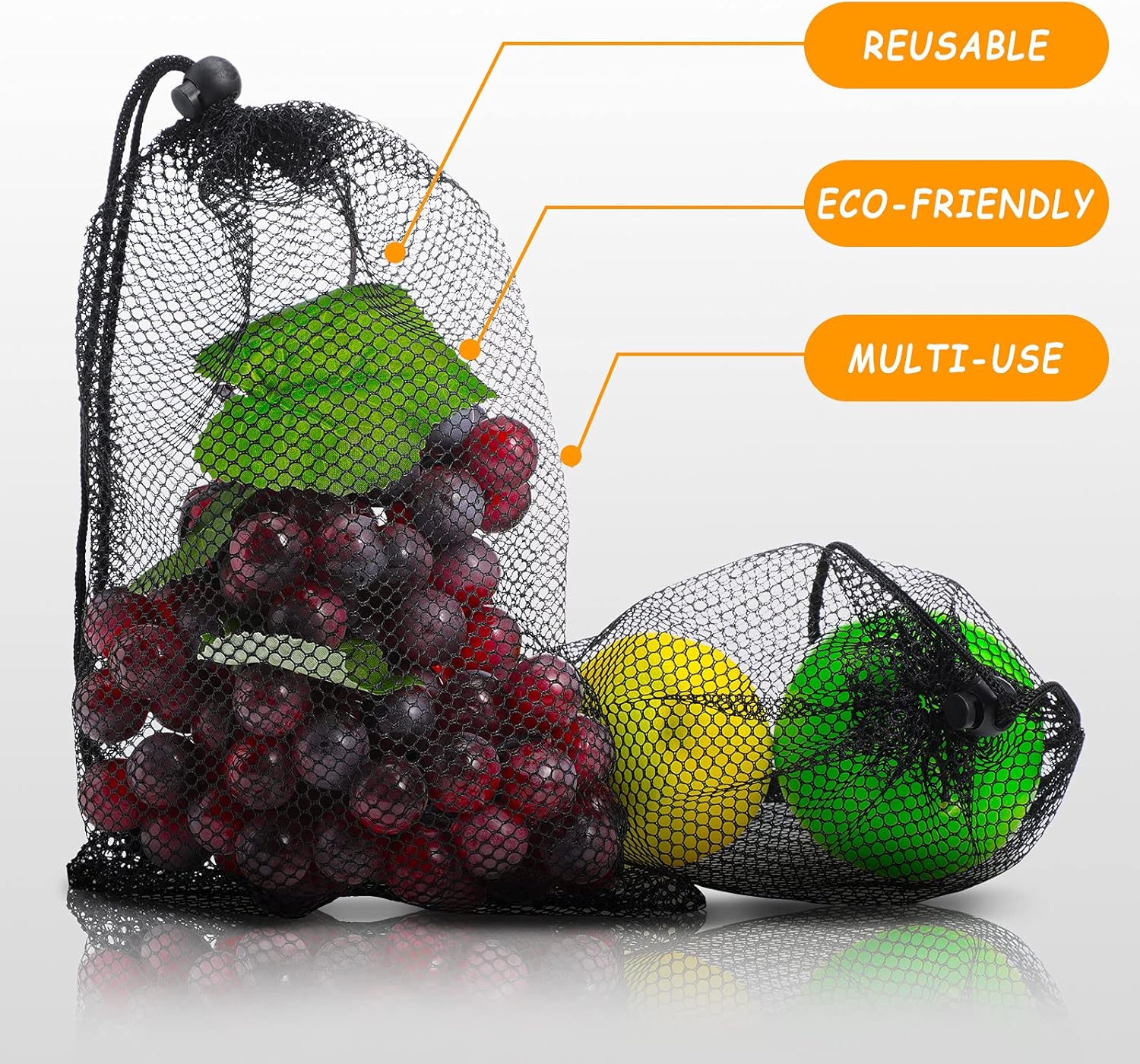 TecUnite 10 Pcs Mesh Bags Drawstring Laundry Bags Large Nylon Mesh Gift Dishwasher Bag with Sliding Drawstring for Kitchen Jewelry Gifts Wedding Favor Home(11.8 x 7.5 Inch,Black)