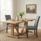 Furniliving Upholstered Dining Chairs Set of 2 - Line Fabric Modern Farmhouse Kitchen Chairs, High-Back Dining Room Chairs with Wooden Legs for Kitchen Dining Room Living Room.Grey