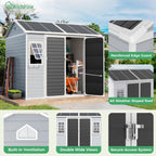 6x8 FT Plastic Storage Sheds Outdoor with Floor and Openable Window, Utility All-Weather Resin Shed Easy to Install, Large Sheds & Outdoor Storage/Tool Shed for Garden & Backyard, Gray