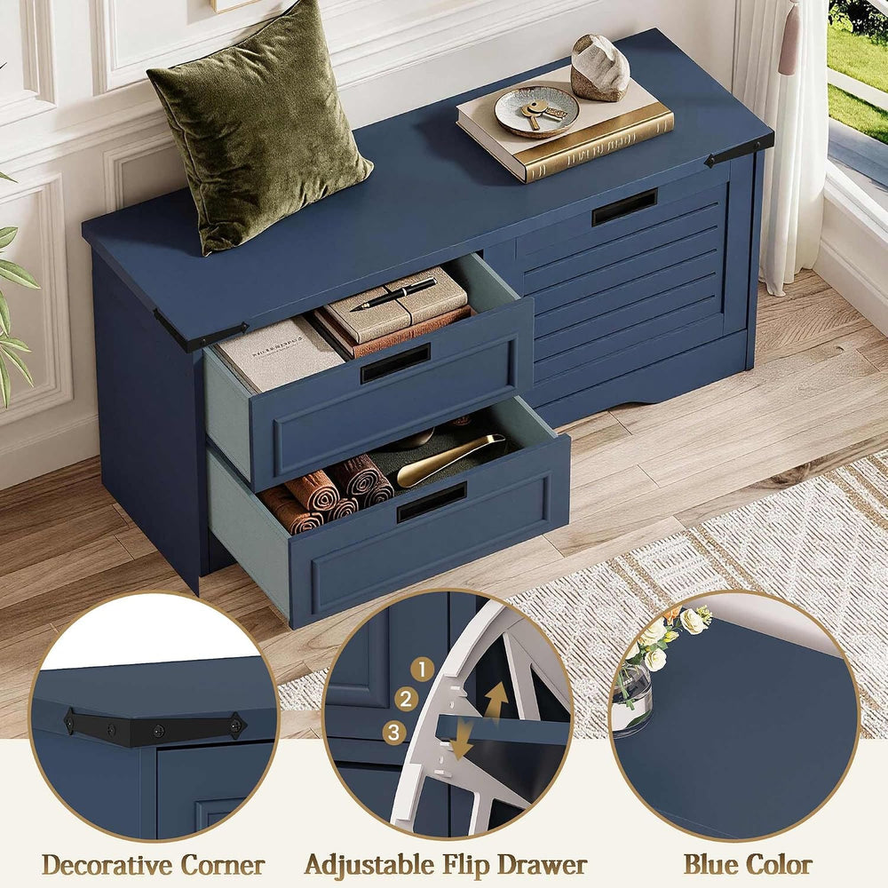 FATORRI 41 Inch Storage Bench, Industrial Shoe Bench for Entryway, End of Bed...