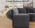 Vipbear 5 Seat L Shaped Modular Sectional Sleeper Sofa Bed with Pull Out Bed/Reclining Backrest/USB Ports/Storage Seat, Sectional Sleeper Couch, Tool-Free Assembly, Chenille Dark Grey