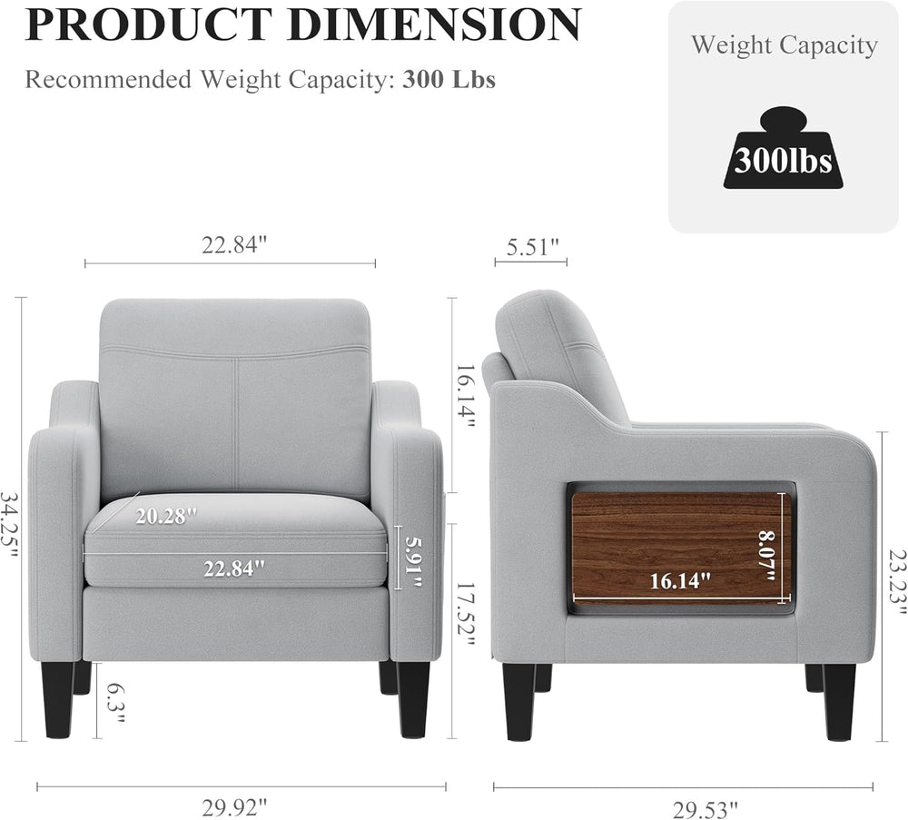 Accent Chairs Set of 2 for Living Room, Mid-Century Upholstered Armchair with...