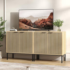 TV Stand for 70" TV, Mid Century Modern 63'' Television Stand, Entertainment Center with Storage and Adjustable Shelves, Media Console TV Cabinet for Living Room