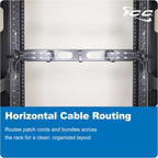 ICC 1U Ring Cable Manager Panel with Cover, Metal, 3" D-Rings, Horizontal and Vertical Cable Management, Rackmount for 19” Network Racks, Black, Single Pack