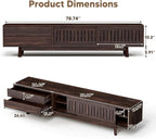 Mid Century Modern TV Stand for 85 Inch TVs, 78.7" Entertainment Center with Storage & Power Outlet, Media Console w/Drawers and Sliding Door, Television Stands for Living Room, Walnut