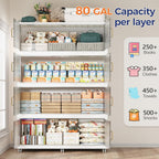 320GAL Extra Large Storage Bins with Lid, 1280QT Collapsible Organizer with Wheels, Stackable Closet Cabinet with Doors, Folding Storage Containers for Home, Office, Kitchen, 3Pack White