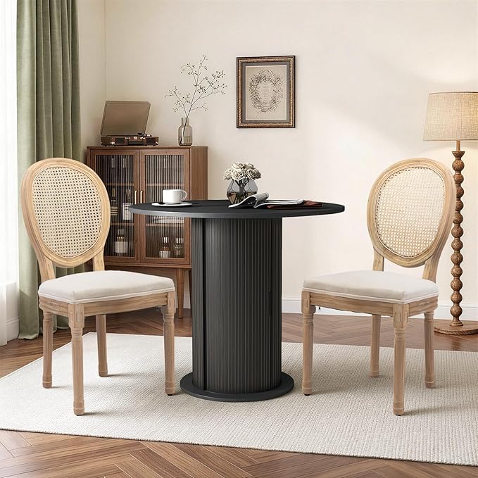 SoarFlash Kitchen Table and Chairs for 2, 31.5" Dining Table Set for 2 with Upholstered Chairs, 3 Piece Kitchen Table Set with Storage Shelf for Small Space, Apartment